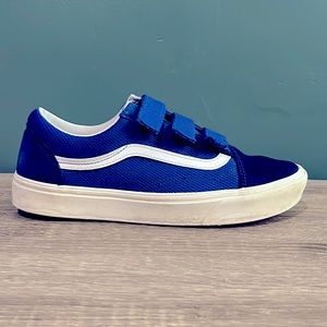 Blue Velcro Vans, used, good condition, size 10.